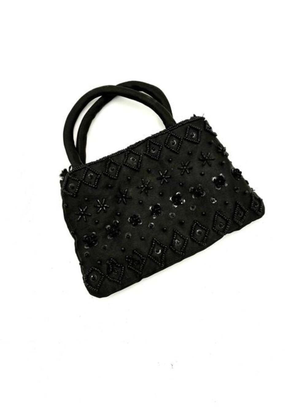 Vintage Beaded Black Evening Mini Bag